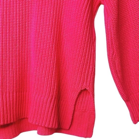 CUPCAKES and CASHMERE NWT Mock Neck Cotton Shaker Knit Sweater in Pink Raspberry - Picture 11 of 14